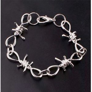 Barbed wire spikes thorn bracelet silver jewelry Womans mans NEW goth punk emo